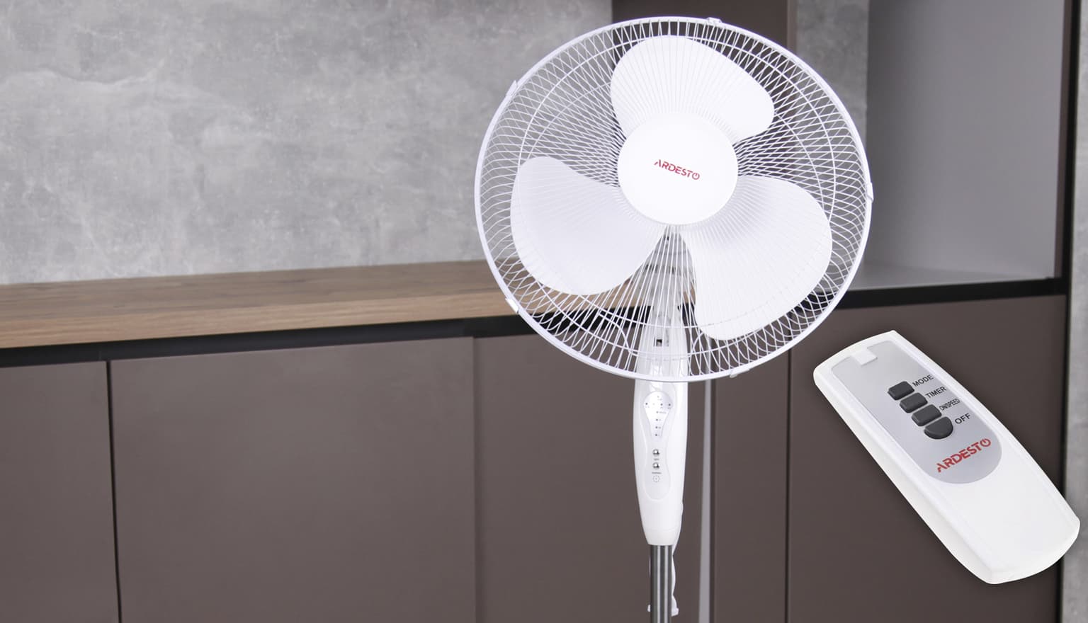 Ardesto Floor fan FN-R1608RW 40cm, 45W, remote control, white - 2