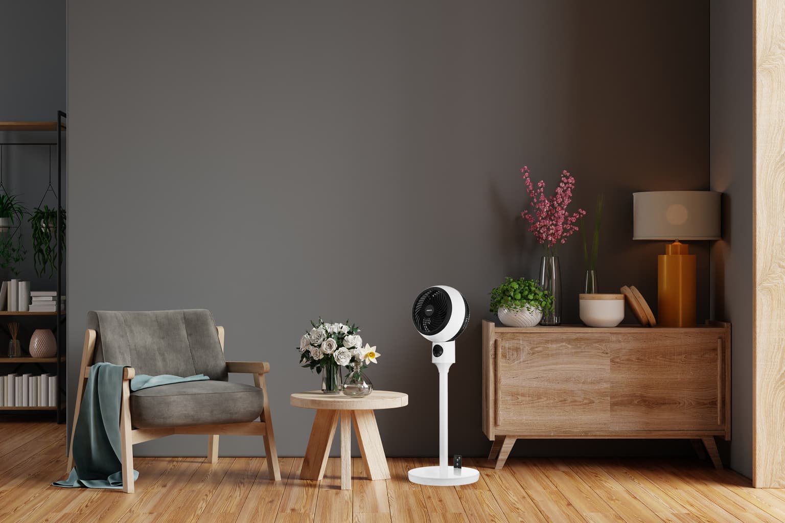 Ardesto Floor fan FNT-C880 50W, remote control, display, black and white - 4