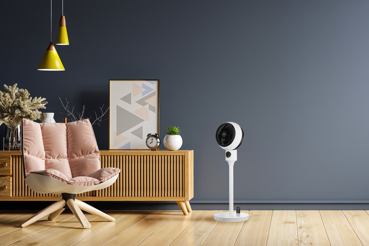 Ardesto Floor fan FNT-C880 50W, remote control, display, black and white - 6