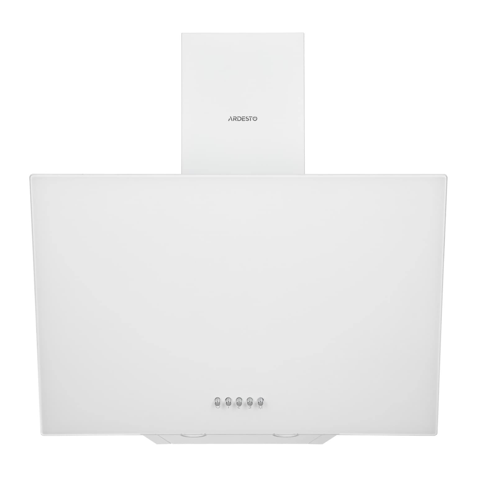 Ardesto Hood Inclined hood HCH-F1300WG, 60cm, 900m3h, glass, 2x1W LED, button, white - 2