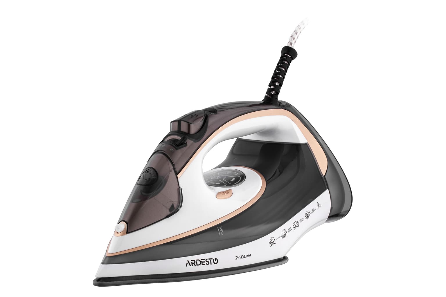 Ardesto iron IR-B2245-E, 2400W, 400ml, steam boost, electric management, ceramic soleplate, white-grey