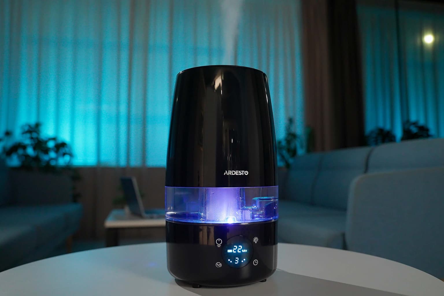 Ardesto Air humidifier USH-H-4B ultrasonic, 30m2, 4l, 280ml/h, electric. control, remote control, top. water inlet, display, black - 2