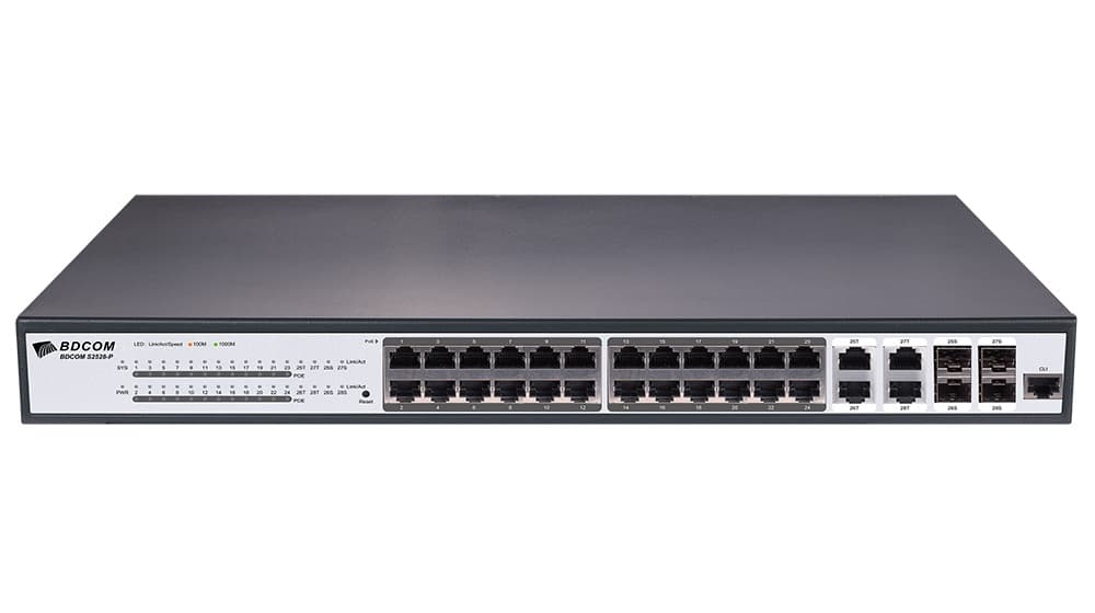 BDCOM Managed PoE Switch - S2528-P, 24P af/at, 4C, BDCOM