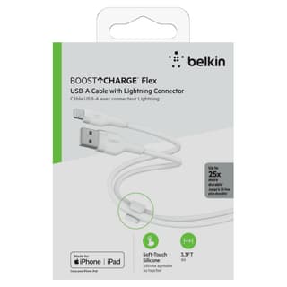 Belkin cable USB-A > Lightning charge/data, 1m, SILICONE, with clip, white - 3