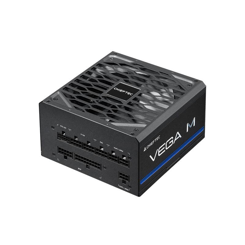 CHIEFTEC PSU Vega M (850W), >90%, 80+ Gold, 135mm FDB, 1xMB 24pin(20+4), 2xCPU 8pin(4+4), 3xMolex, 6xSATA, 4xPCIe 8pin(6+2), 1xPCIe GEN5 16pin, Fully Modular