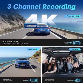 DDPAI Z60T, 140°, 4K UHD , WIFI, GPS, Bluetooth, Three-Channel Dashcam, Car Video Recorder, Black — 4