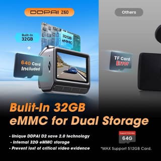 DDPAI Z60T, 140°, 4K UHD , WIFI, GPS, Bluetooth, Three-Channel Dashcam, Car Video Recorder, Black — 6