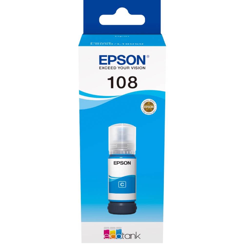EPSON EcoTank 108 Cyan Ink Bottle L8050 C13T09C24A
