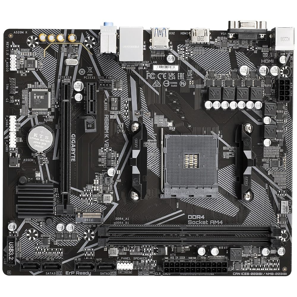 Gigabyte Motherbard A520M K V2 sAM4 A520 2xDDR4 M.2 HDMI mATX - 3