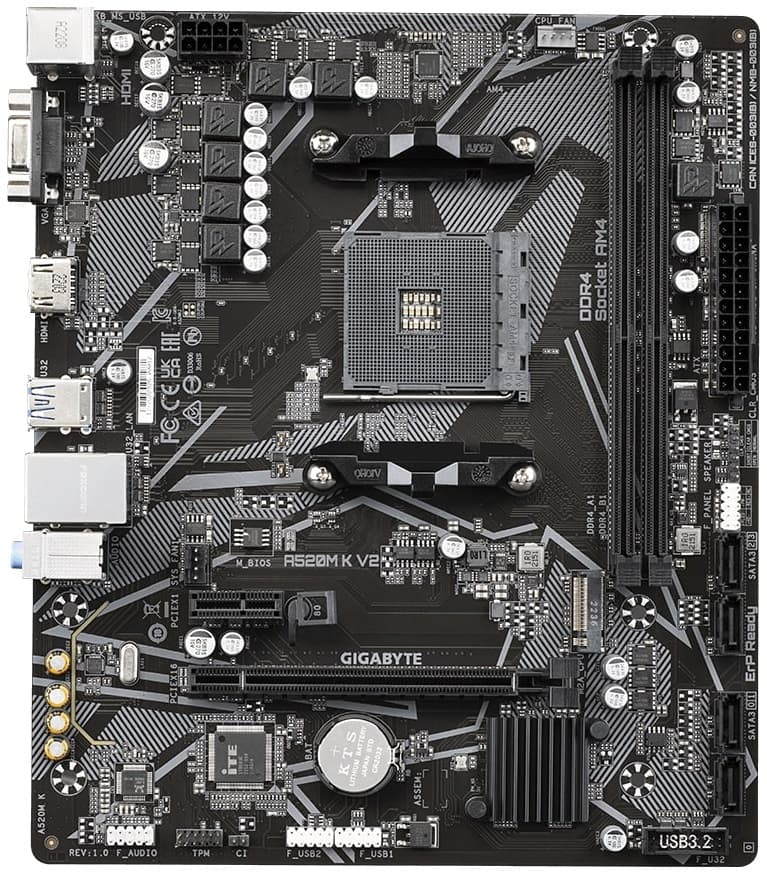 Gigabyte Motherbard A520M K V2 sAM4 A520 2xDDR4 M.2 HDMI mATX - 6