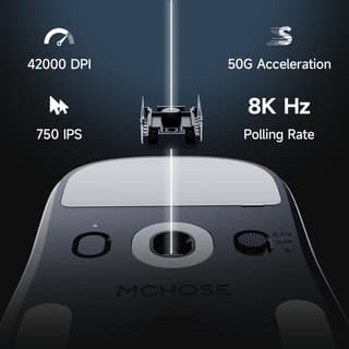 Mouse MCHOSE A7 V2 Ultra Plus, USB-A/WL/BT, 8k, black - 3