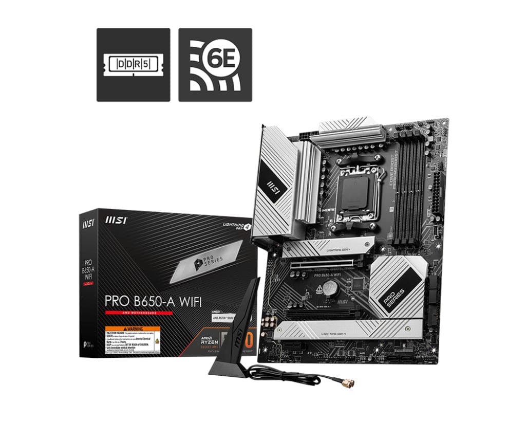 MSI Motherboard PRO B650-A WIFI sAM5 B650 4xDDR5 M.2 HDMI DP Wi-Fi BT ATX - 6