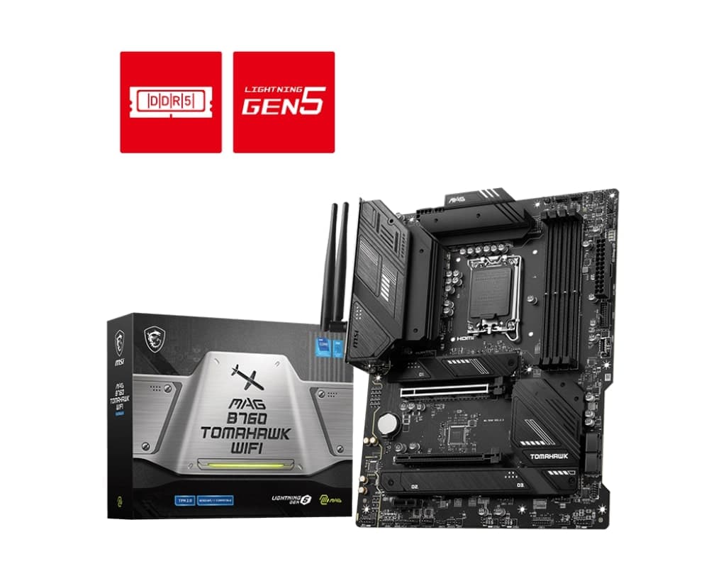 MSI Motherboard MAG B760 TOMAHAWK WIFI s1700 B760 4xDDR5 M.2 HDMI DP Wi-Fi BT ATX - 6