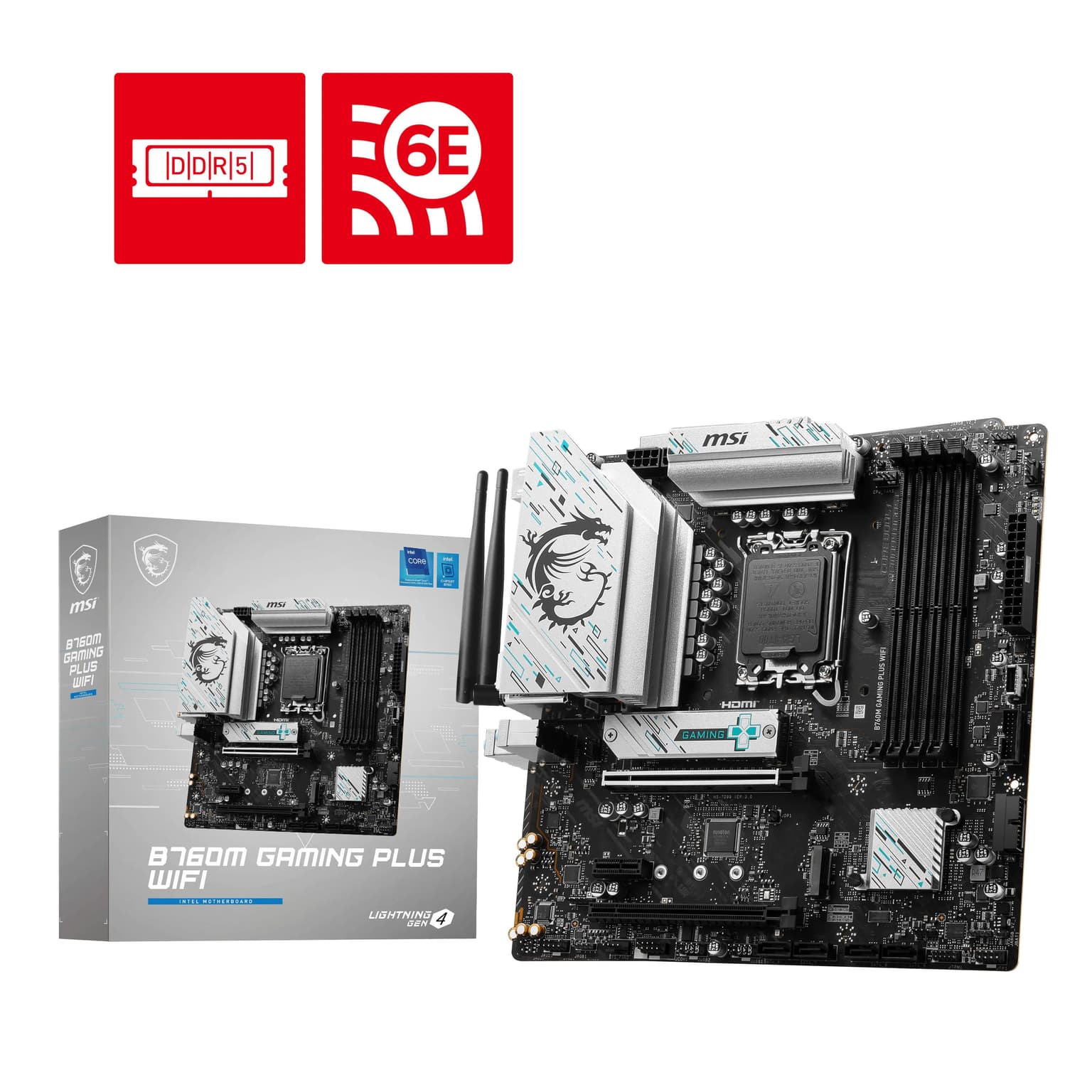 MSI Motherboard B760M GAMING PLUS WIFI s1700 B760 4xDDR5 HDMI DP WiFi BT mATX - 5