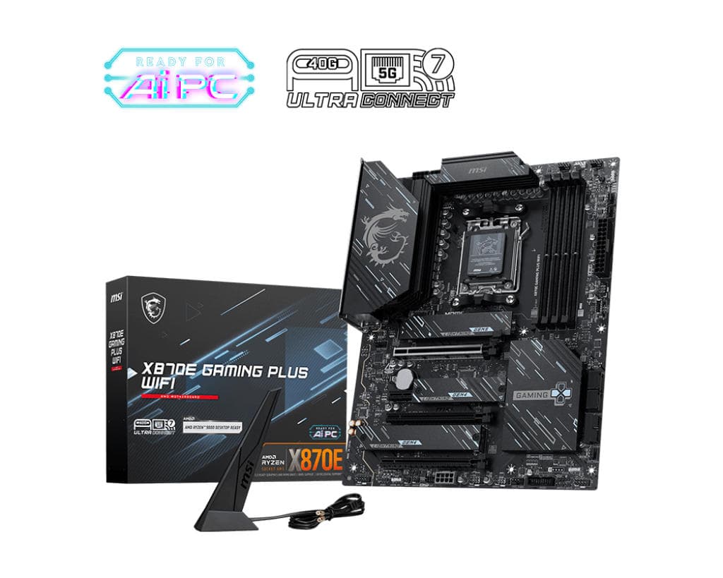 MSI Motherboard X870E GAMING PLUS WIFI sAM5 X870E 4xDDR5 M.2 HDMI WiFi BT ATX - 5