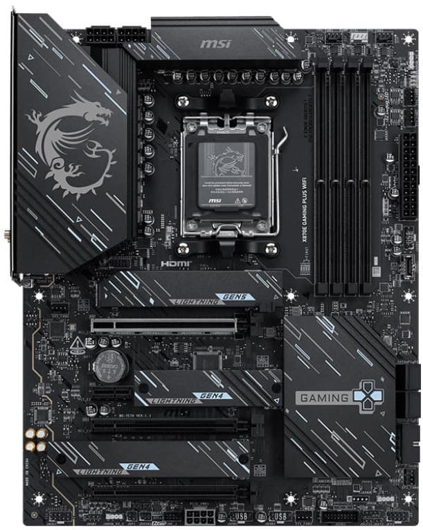 MSI Motherboard X870E GAMING PLUS WIFI sAM5 X870E 4xDDR5 M.2 HDMI WiFi BT ATX - 6