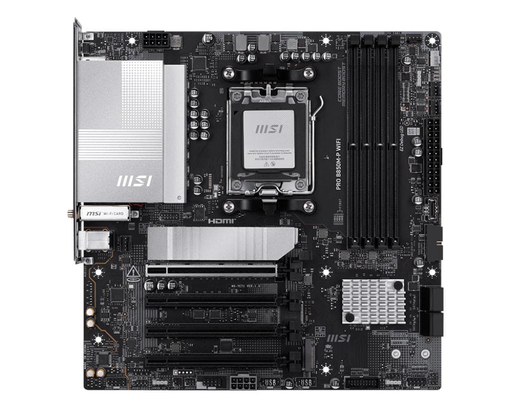 MSI Motherboard PRO B850M-P WIFI sAM5 B850 4xDDR5 M.2 HDMI DP Wi-Fi BT mATX