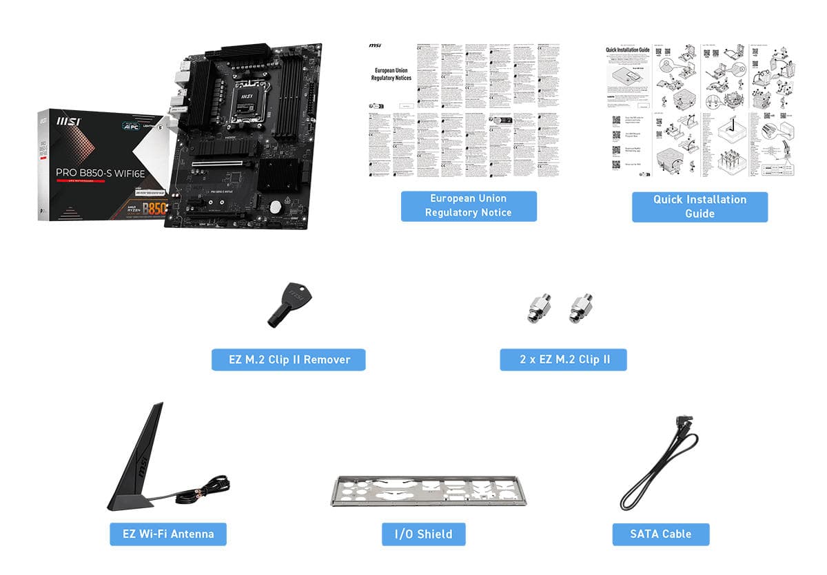 MSI Motherboard PRO B850-S WIFI6E sAM5 B850 4xDDR5 M.2 HDMI WiFi BT ATX - 2