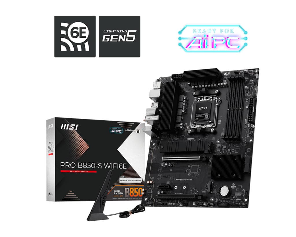 MSI Motherboard PRO B850-S WIFI6E sAM5 B850 4xDDR5 M.2 HDMI WiFi BT ATX - 6