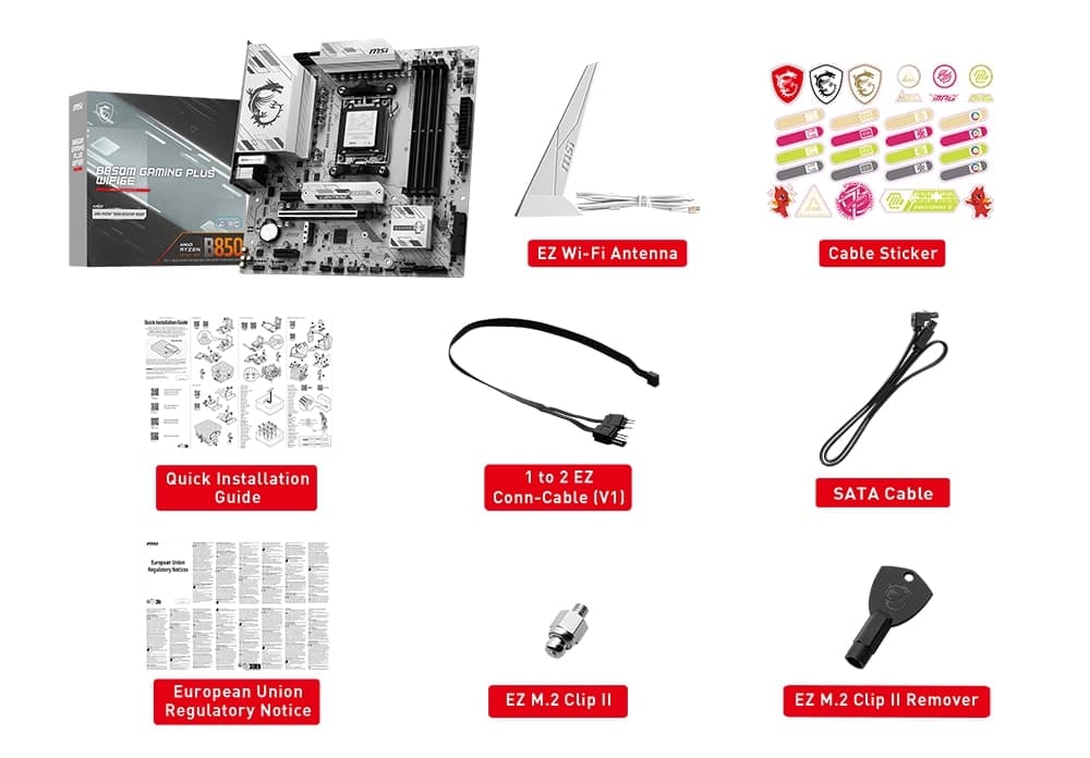MSI Motherboard B850M GAMING PLUS WIFI6E sAM5 B850 4xDDR5 M.2 HDMI DP WiFi BT mATX - 2