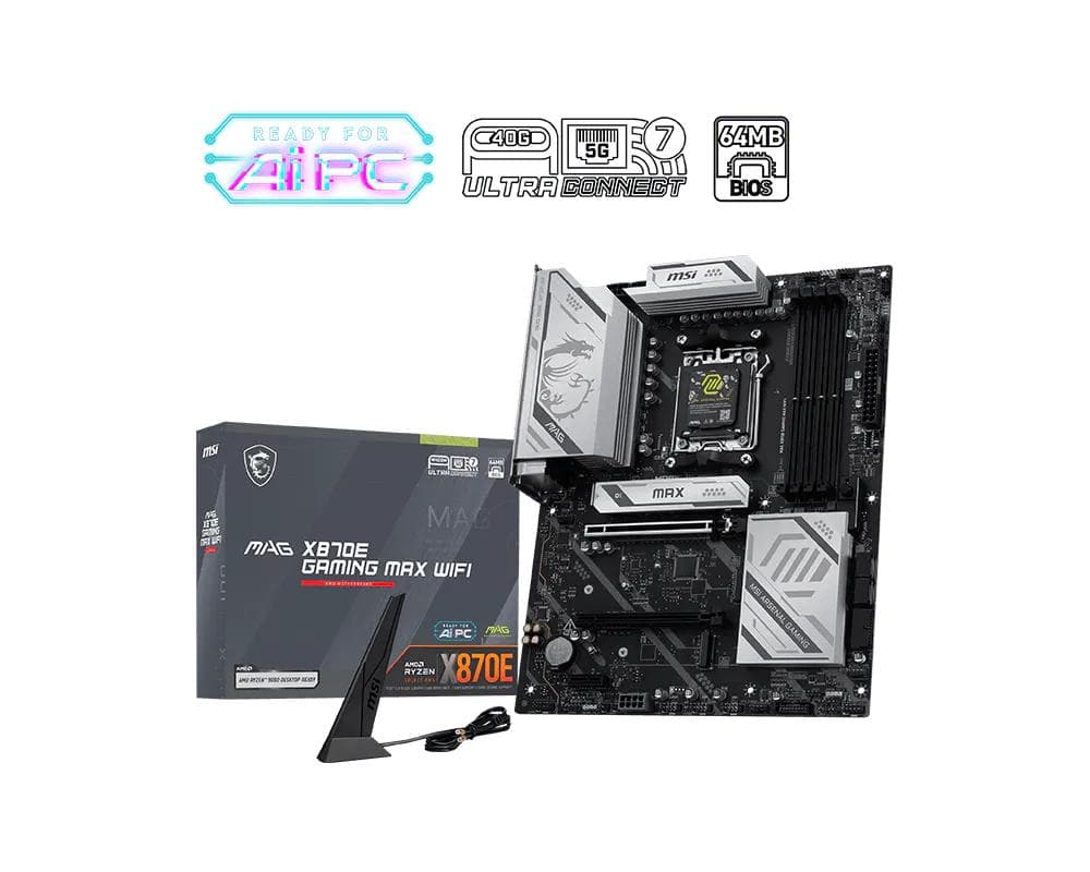 MSI Motherboard MAG X870E GAMING MAX WIFI sAM5 X870E 4xDDR5 M.2 HDMI Wi-Fi BT ATX - 5