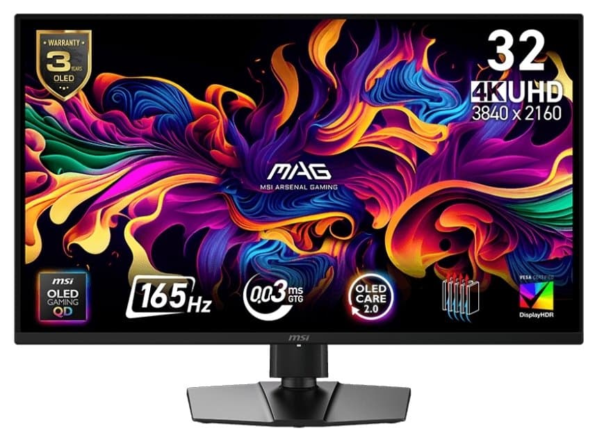 MSI Monitor 31.5" MAG 322UP-E16 2xHDMI, DP, USB-C, Audio, QD-OLED, 3840x2160, 165Hz, 0.03ms, sRGB 138%, G-SYNC, FreeSync, Pivot, HDR400