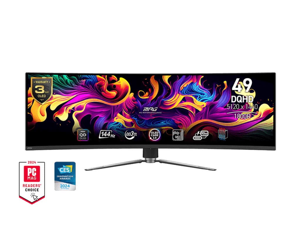 MSI Monitor 49" MPG 491CQP 2xHDMI, DP, USB-C, 2xUSB, QD-OLED, 5120x1440, 32:9, 144Hz, 0.03ms, sRGB 146%, CURVED, AdaptiveSync, HAS, HDR400