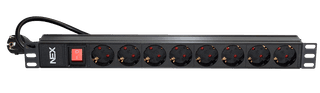 NEX PDU-8 PDU - 8 Socket Schuko Power Stripe 19" 1U