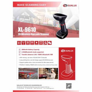 Sunlux XL-9610, 2D, Bluetooth, USB, USB-VCP, Barcode Scanner, Black — 6
