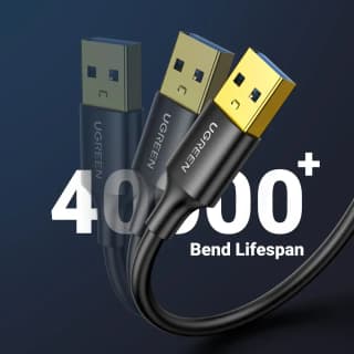 UGREEN US128, USB-A 3.0 Male To Male Cable, 2m, Black — 5