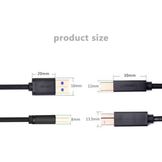 UGREEN US210, Printer Cable, USB-B to USB-A Print Cable, 2m, Black — 5
