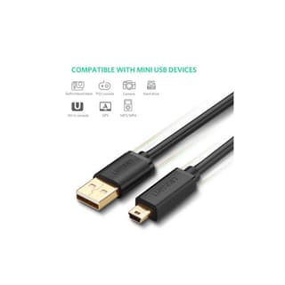 UGREEN US132 USB 2.0 A Male to Mini 5 Pin Male Cable 3m (Black) — 2