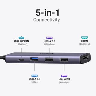 UGREEN CM478 Revodok 105, Type-C, USB, HDMI, PD, Hub, Grey — 2