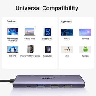 UGREEN CM478 Revodok 105, Type-C, USB, HDMI, PD, Hub, Grey — 4