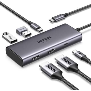 UGREEN CM498 Revodok 206, 2xHDMI, USB, Type-C, HUB, Grey