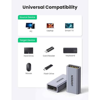 UGREEN US381 USB 3.0 Type A Female to Female Adapter, Gray — 5