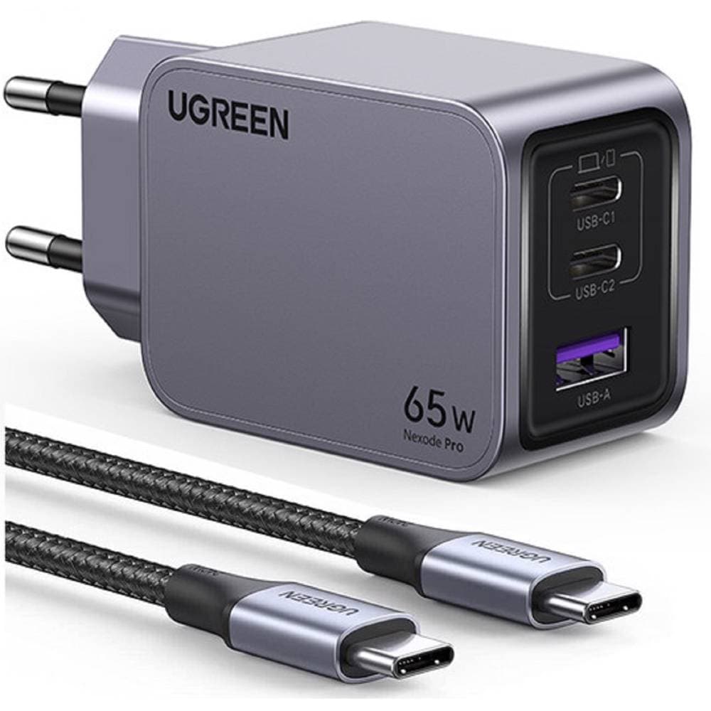 UGREEN X755 Nexode Pro, 65W, USB, Type-C with Type-c Cable 1.5m, Grey