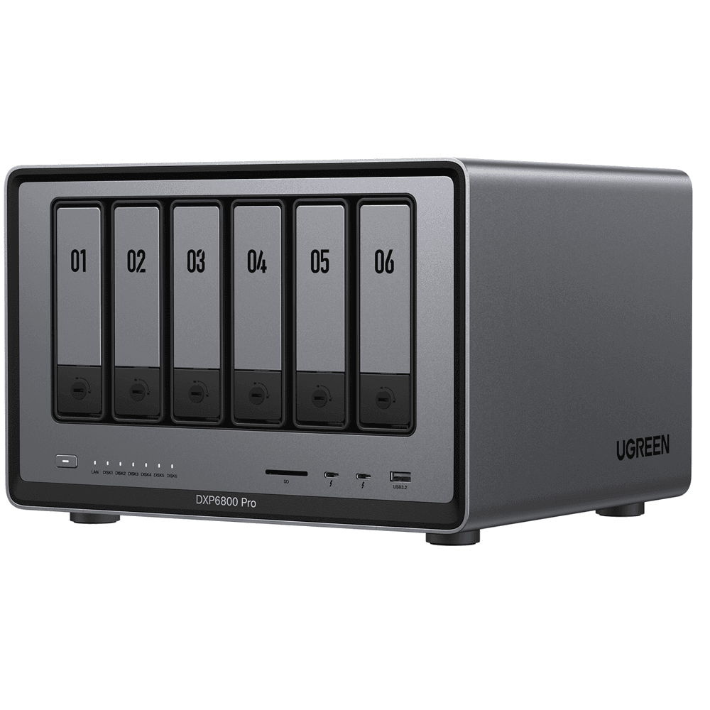 UGREEN NASync DXP6800Pro, Intel i5 1235U, 8GB, RJ45, USB, Type-C, HDMI, Space Gray
