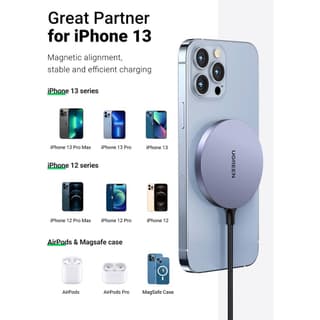 UGREEN CD245, MFI MagSafe 15W, Type-C to Magnetic Wireless Charger, Gray — 2