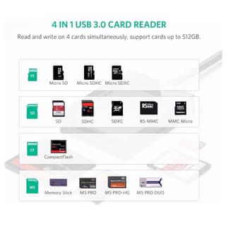 UGREEN CR125, USB 3.0 All In One Card Reader, 0.5m, Black — 2