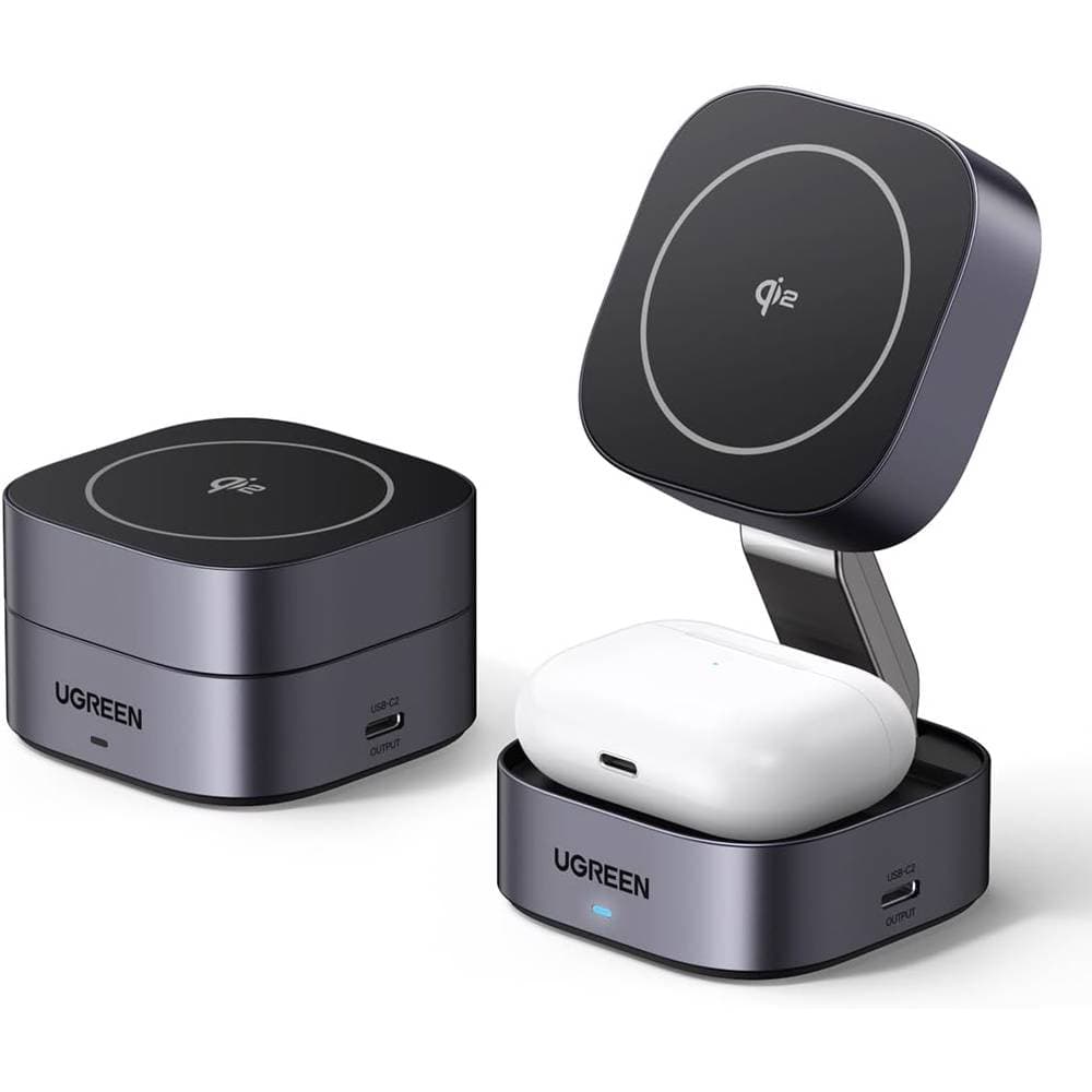 UGREEN W702 MagFlow Qi2, 25W, Magnetic Foldable Charging Station, Dark Gray