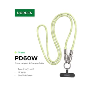 UGREEN L508, 60W, Type-C To Type-C PD Fast Charging Lanyard Cable, 1.2m, Green — 6