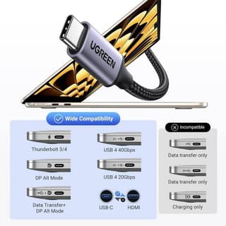 UGREEN CM565, Type-C To HDMI 8K Cable, 1m, Grey — 3