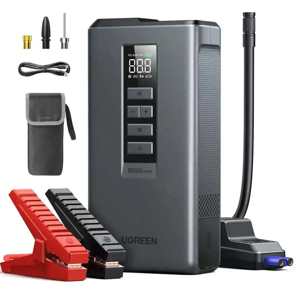 UGREEN ES703, 10000mAh, Type-C, USB, Jump Starter + Air Compressor, Black