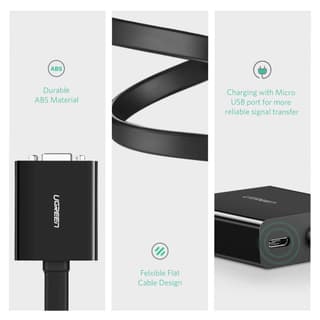 UGREEN MM108, DVI-D 24+1 to VGA/DVI, 15cm, Black — 2