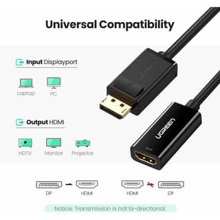 UGREEN MM137 DisplayPort to HDMI Female Converter, 4K*2K, 25cm, Black — 5