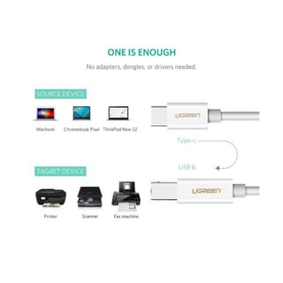 UGREEN US241, Printer Cable, Type-C to USB-B Cable, 1.5m, White — 3