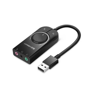 UGREEN CM129, USB External Stereo Sound, Card 3.5mm Mini Jack With Volume Control Adapter, 15cm, Black
