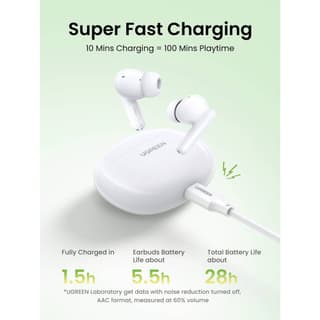UGREEN WS207 HiTune P3, Earbuds, Wireless, Bluetooth, IPX5, White — 3