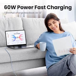 UGREEN US563, 60W, Type-C to Type-C, 1m, Purple — 5